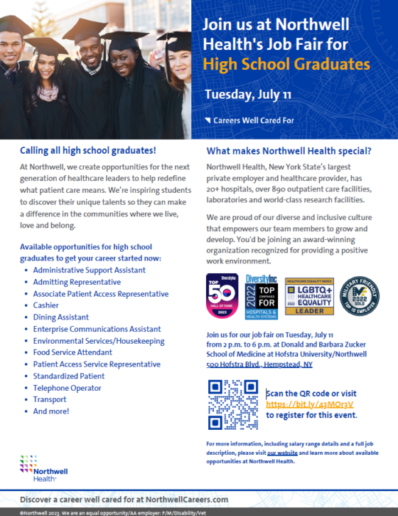 Staten Island PPS Northwell Health Job Fair for High School Graduates